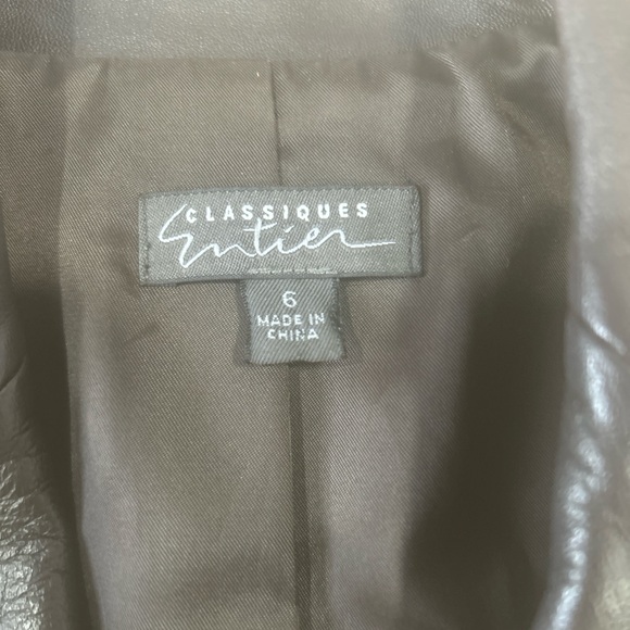 Classiques Entier Dark Brown 100% Leather Blazer Jacket Women’s Size 6 office - Picture 4 of 9